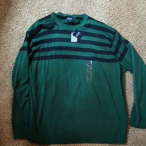 Harbor Bay Green and Black Striped Sweatshirt